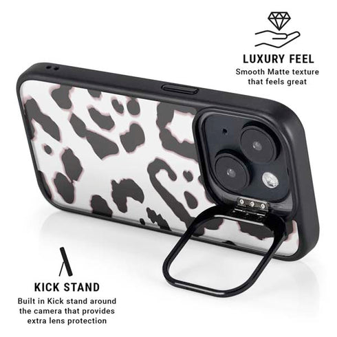 B&W Leopard iPhone 15 Kickstand Case